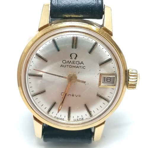 816 - Omega ladies automatic gold plated wristwatch - 20mm case in original box and has original buckle ~ ... 