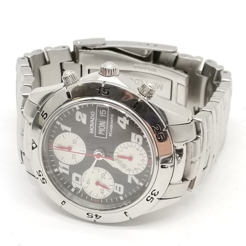 820 - Movado stainless steel chronograph kingmatic automatic wristwatch with day / date aperture #84-G5-89... 