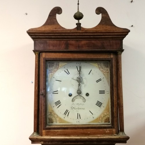 838 - Antique Sherborne oak longcase clock - 45cm long x 24cm deep x 198cm high