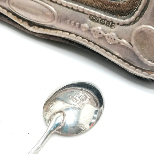 845 - 1926 silver coffee bean teaspoon set in case - spoons 9.5cm & 33g total weight t/w silver fronted ph... 