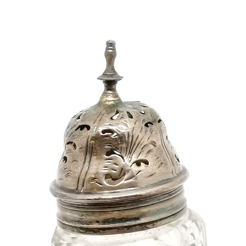 849 - Qty of silver items inc napkin ring (36g), butter knife, hat pin holder (13cm high t/w a silver plat... 