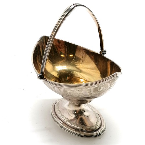 851 - 1800 Georgian silver basket with lemon gilding & swing handle by Peter, Ann & William Bateman - 13.5... 