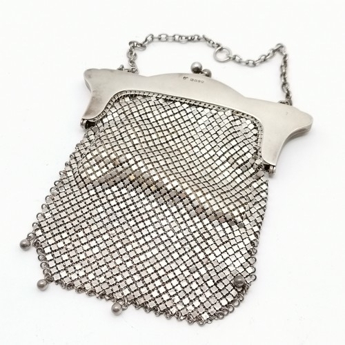 852 - 1902 Art Nouveau silver mesh purse by Julius Blanckensee - 14cm drop (23cm with chain) x 13cm across... 