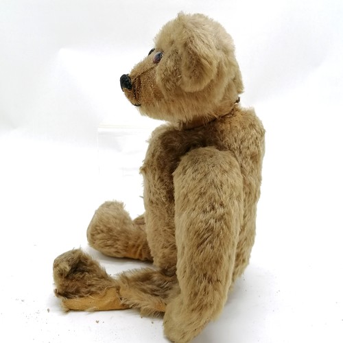 115 - Steiff ? mohair teddy bear with hump & glass eyes and hand stiched nose & mouth - 43cm high ~ leg ha... 