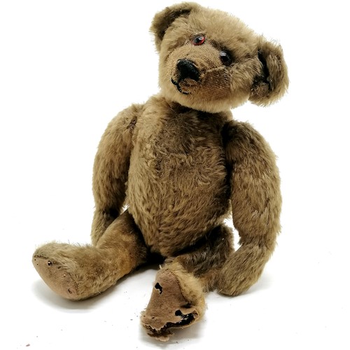 115 - Steiff ? mohair teddy bear with hump & glass eyes and hand stiched nose & mouth - 43cm high ~ leg ha... 