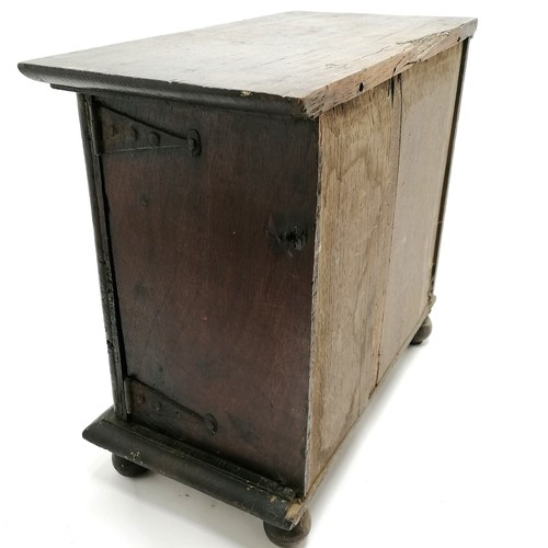 123 - Antique (18th century) oak table spice cabinet with fielded panel door & original rattail hinges ter... 