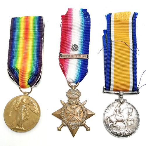 179 - WWI medal group - MS-1653 Pte R W Goatley ASC ~ 1914 star (with Mons clasp & silver rosette), Victor... 