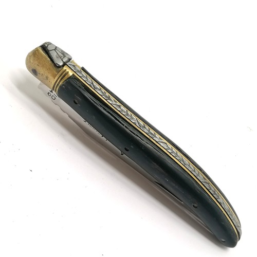 180 - G David 440 Laguiole extra pocket knife with horn detail in brass & steel - 22cm total length ~ 1 pa... 