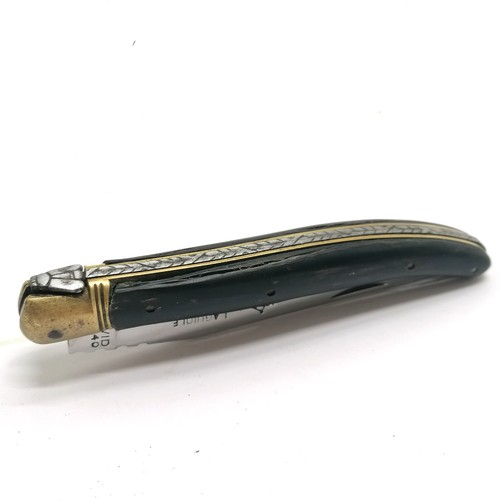 180 - G David 440 Laguiole extra pocket knife with horn detail in brass & steel - 22cm total length ~ 1 pa... 