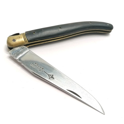 180 - G David 440 Laguiole extra pocket knife with horn detail in brass & steel - 22cm total length ~ 1 pa... 