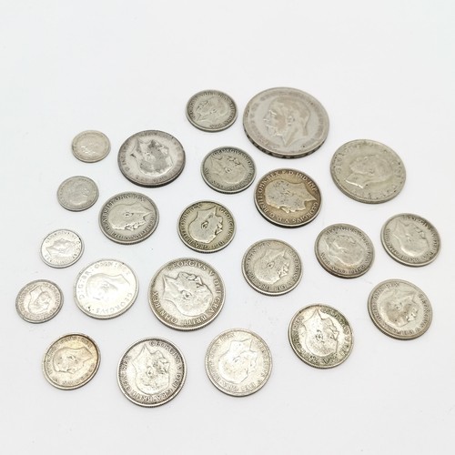 207 - 22 x GB silver coins inc run of GV shillings 1927-36 etc - total weight 150g