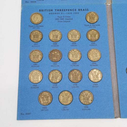 208 - 2 x Whitman GB coin folders ~ brass 3d's (inc 1946 & 1949) & shillings 1937-51