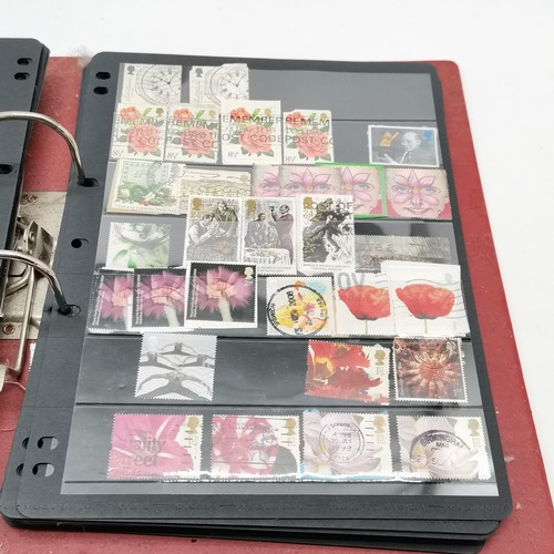 209 - Qty of mostly GB stamps inc red stockbook etc t/w framed Royal family coin montage