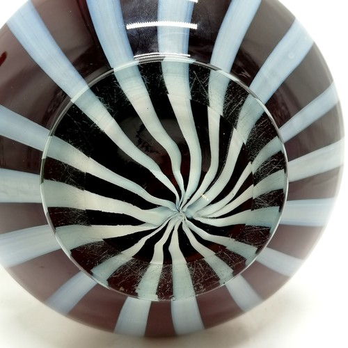 221 - Mid 20th century art glass jug with striped detail - 22cm high