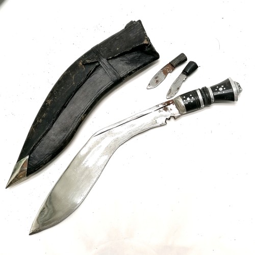 227 - Nepalese kukri with horn handle & stamped 'Ordep Nepal' in original scabbard - 43cm long & missing 1... 