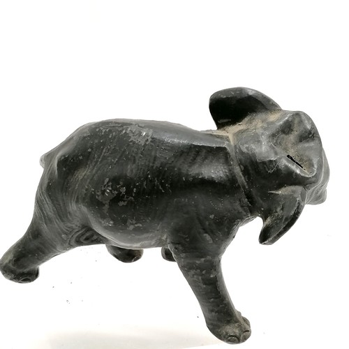 230 - Bronze lion (15cm), spelter elephant (a/f) & cold painted spelter kangaroo (with joey in pouch)