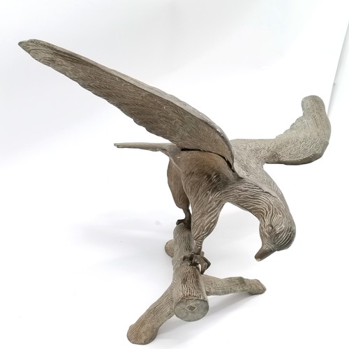 242 - Brass figure of an eagle on a branch - 39cm high x 62cm wingspan