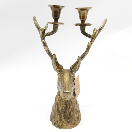 247 - As new original boxed Handicraft stags head candelabrum - 34cm high