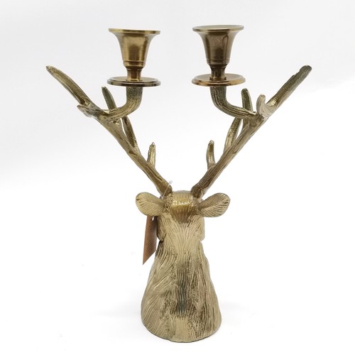 247 - As new original boxed Handicraft stags head candelabrum - 34cm high