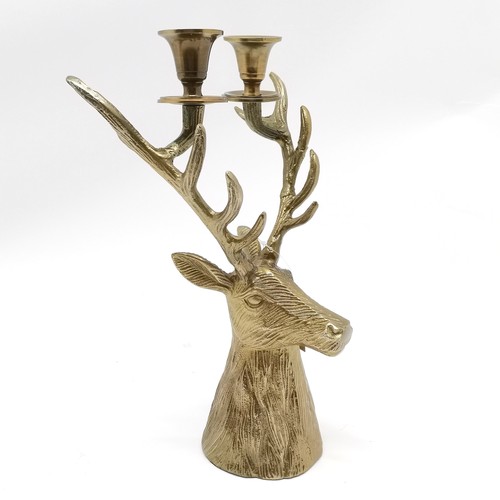 247 - As new original boxed Handicraft stags head candelabrum - 34cm high