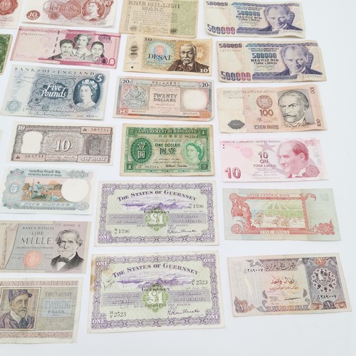 252 - 40 x banknotes inc Guernsey, Hong Kong, GB (£5) etc