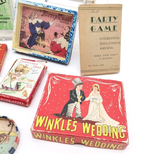 277 - Qty of vintage toys / games inc Merry toast, Winkle's wedding, card games inc Racey Helps, Donkey, E... 