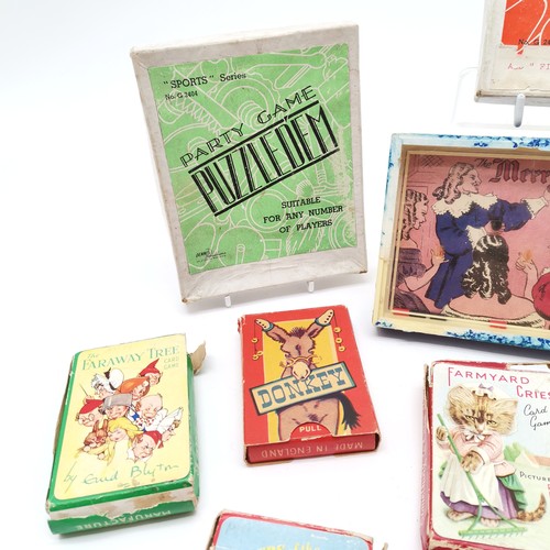 277 - Qty of vintage toys / games inc Merry toast, Winkle's wedding, card games inc Racey Helps, Donkey, E... 