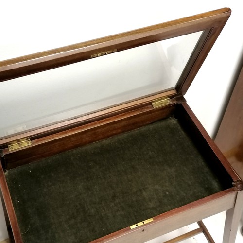 295 - Antique Edwardian mahogany bijouterie / display case with inlaid detail and double stretcher to base... 