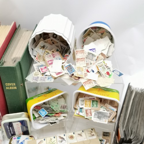 307 - Box full of stamp collections & loose stamps & covers, some bank notes etc