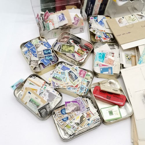 307 - Box full of stamp collections & loose stamps & covers, some bank notes etc