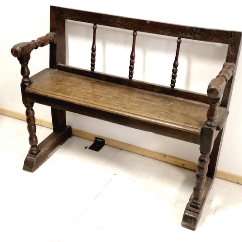 308 - Antique oak hall seat - 106cm long x 31cm deep x 88cm high