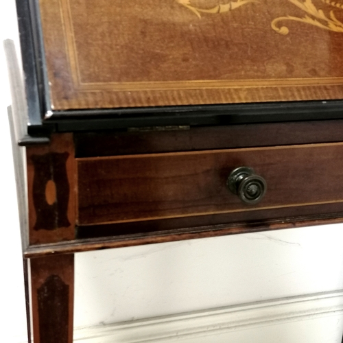 310 - Antique ladies mahogany bureau single door glazed cabinet with strung inlaid detail and inlaid detai... 