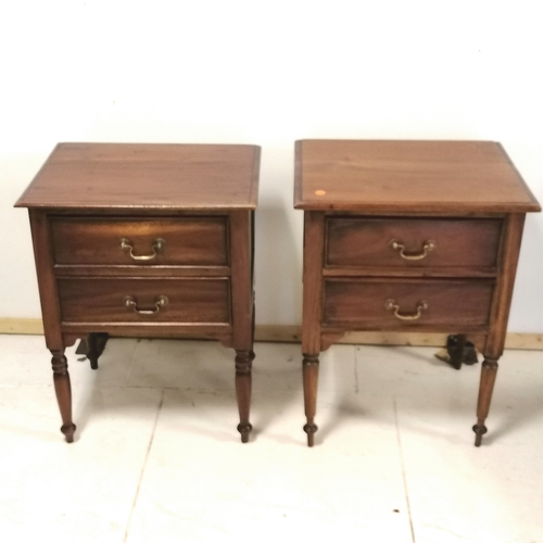 321 - Pair of mahogany 2 drawer bedside tables - in good used condition - 50cm long x 40cm deep x 64cm hig... 