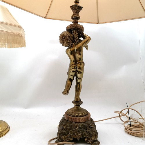 342 - 2 x vintage large table lamps - tallest has figural detail of figure with cornucopia (94cm high), ci... 