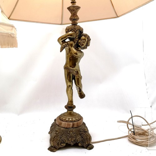 342 - 2 x vintage large table lamps - tallest has figural detail of figure with cornucopia (94cm high), ci... 