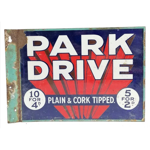 343 - Antique Park Drive (Gallahers) plain & cork tipped cigarettes advertising enamel sign - 44cm x 31cm ... 