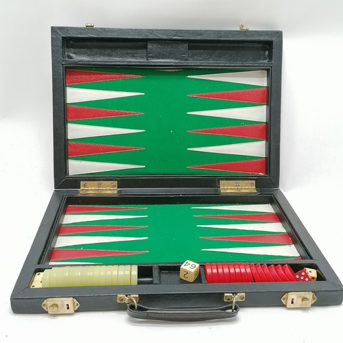 344 - Vintage fold out backgammon set with carry handle (55cm x 39.5cm) t/w Townsend Mini carpet bowl set ... 