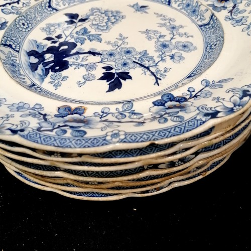 346 - Qty of Real Stone China with blue / white floral detail (& gilt decoration) inc 2 large platters (wi... 