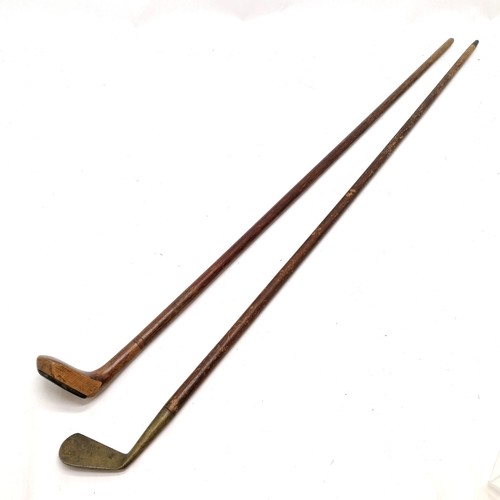 348 - 2 x antique novelty 'Sunday club' walking stick golf clubs - longest 91cm