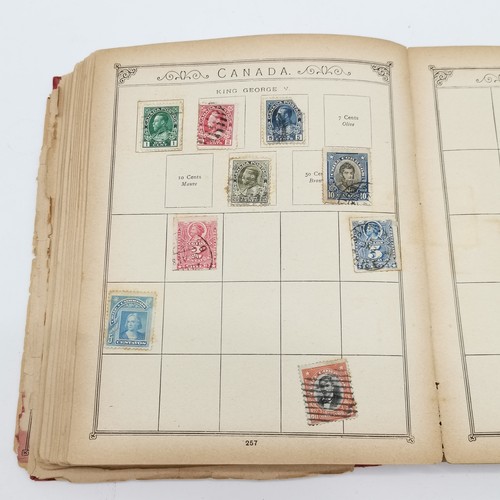 353 - Lincoln antique stamp album complete with stamps - NOTE : the reverse of the album has a priced (!) ... 