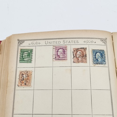 353 - Lincoln antique stamp album complete with stamps - NOTE : the reverse of the album has a priced (!) ... 