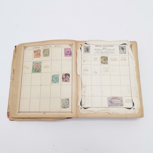 353 - Lincoln antique stamp album complete with stamps - NOTE : the reverse of the album has a priced (!) ... 