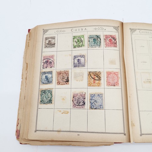 353 - Lincoln antique stamp album complete with stamps - NOTE : the reverse of the album has a priced (!) ... 