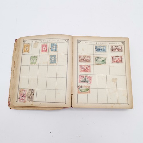 353 - Lincoln antique stamp album complete with stamps - NOTE : the reverse of the album has a priced (!) ... 