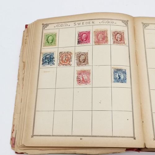 353 - Lincoln antique stamp album complete with stamps - NOTE : the reverse of the album has a priced (!) ... 