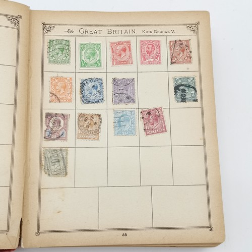 353 - Lincoln antique stamp album complete with stamps - NOTE : the reverse of the album has a priced (!) ... 