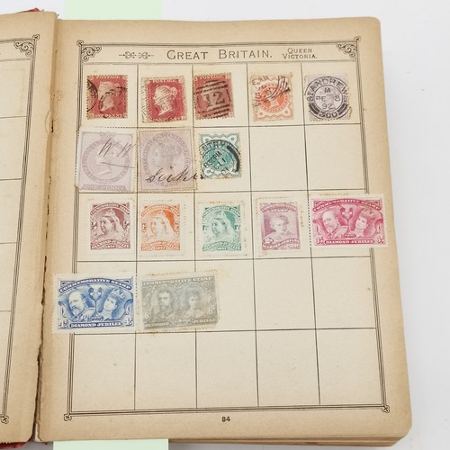 353 - Lincoln antique stamp album complete with stamps - NOTE : the reverse of the album has a priced (!) ... 