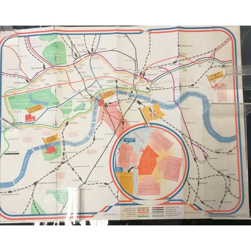 357 - 1951 Festival of Britain underground map (a/f) t/w 2 x repoduction railway posters - Skegness, Silve... 