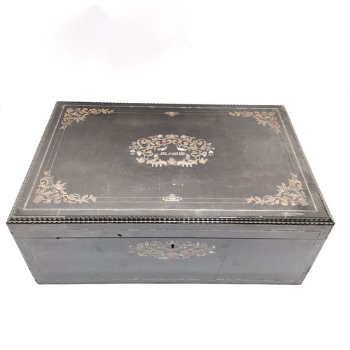 361 - Antique Continental large table box with fall front revealing 2 compartments with gilded metal fitti... 