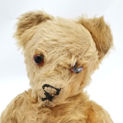 363 - Irish vintage mohair jointed bear - 40cm - 1 eye a/f and wear to mohair and felt t/w vintage dog wit... 